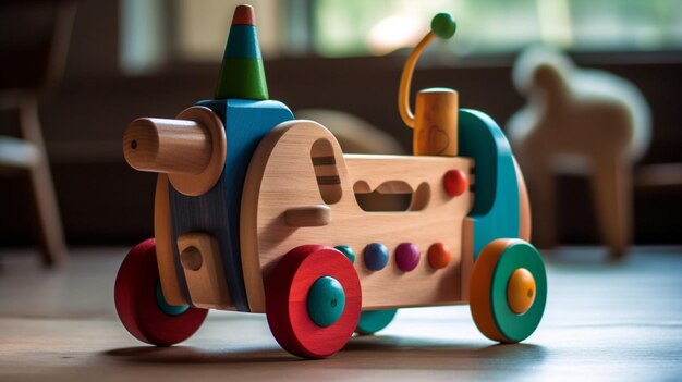 Photo a wooden push toy for toddlers