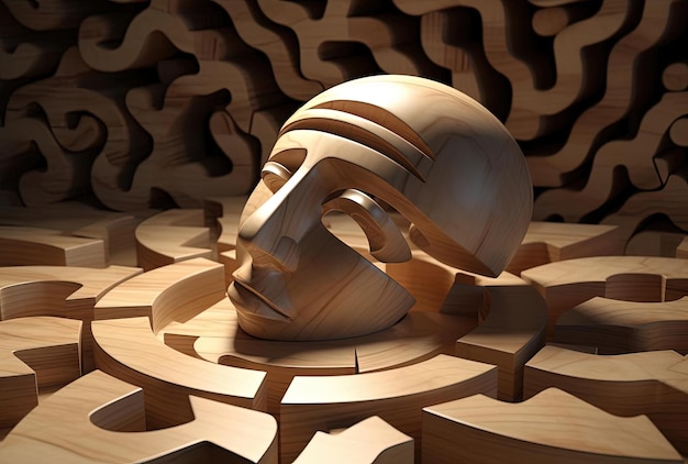 a wooden puzzle of mind