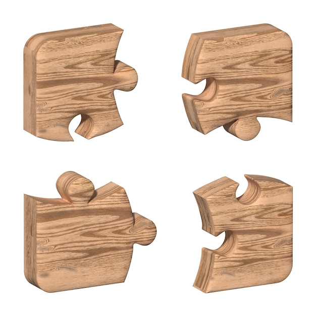 ビジネスの問題を解決する木製パズル 会社のイノベーションとチームワーク 木製パズルのピース