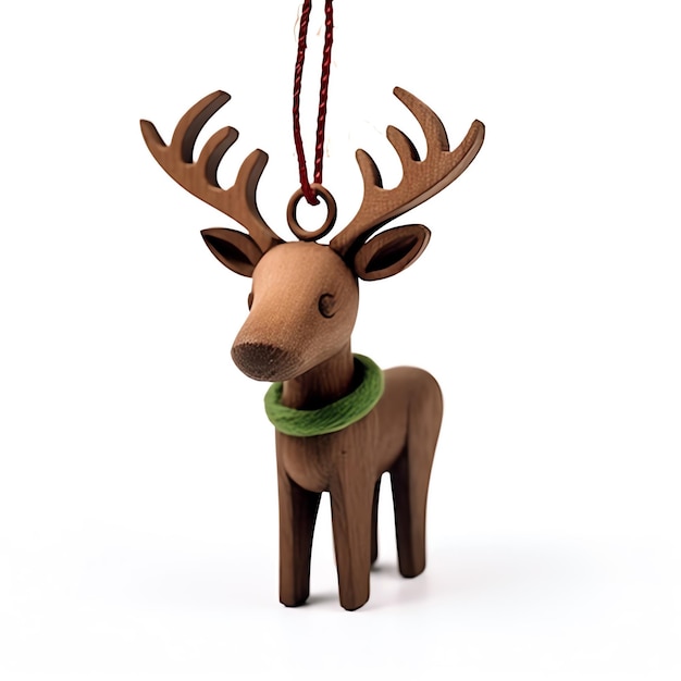 a wooden reindeer ornament