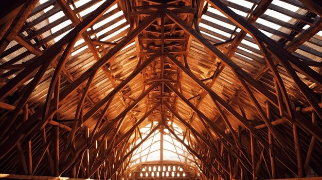 Wooden Roof Skeleton Frame of Building