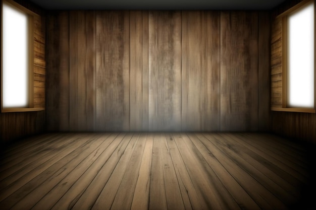 A wooden room with a light on the ceiling