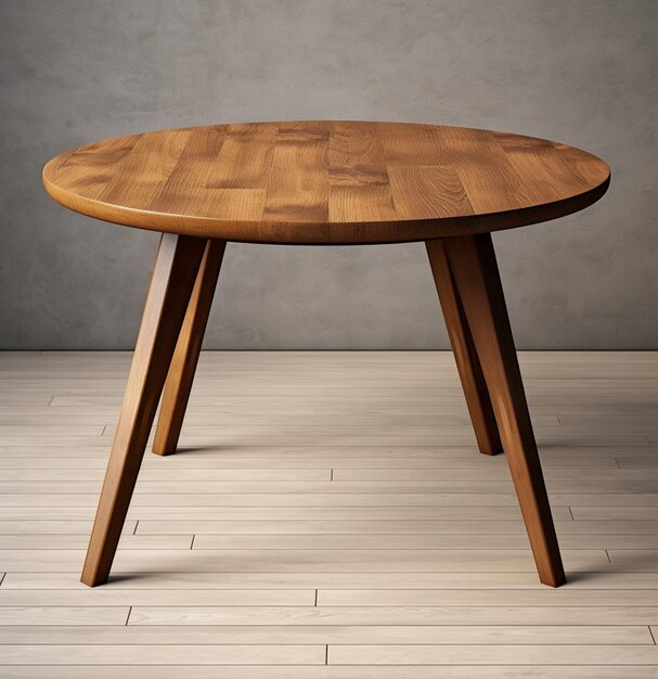 Wooden round table on a dark background 3D illustration