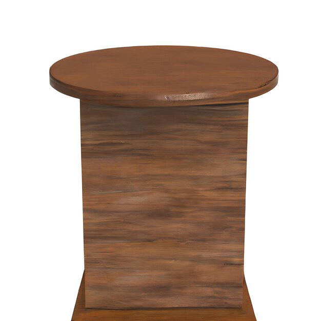 丸い木製のテーブルが白い背景に隔離された 3D レンダリング