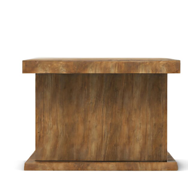 деревянный круглый стол изолирован на белом фоне 3D-рендеринг