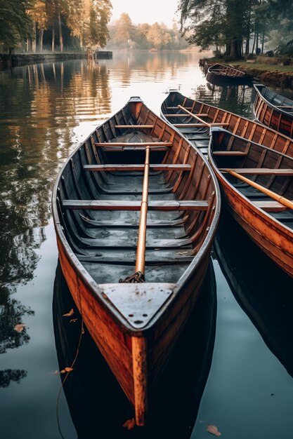 Wooden Rowboats Harbor on the sea