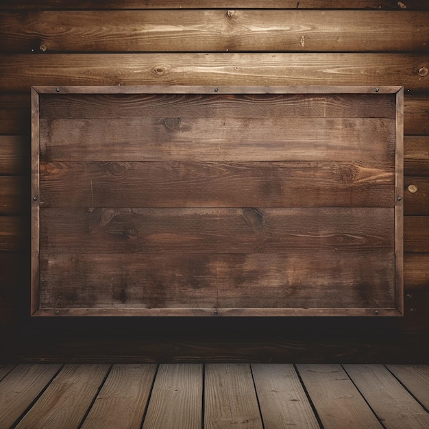 Wooden Rustic Signboard on Aged Wooden Wall