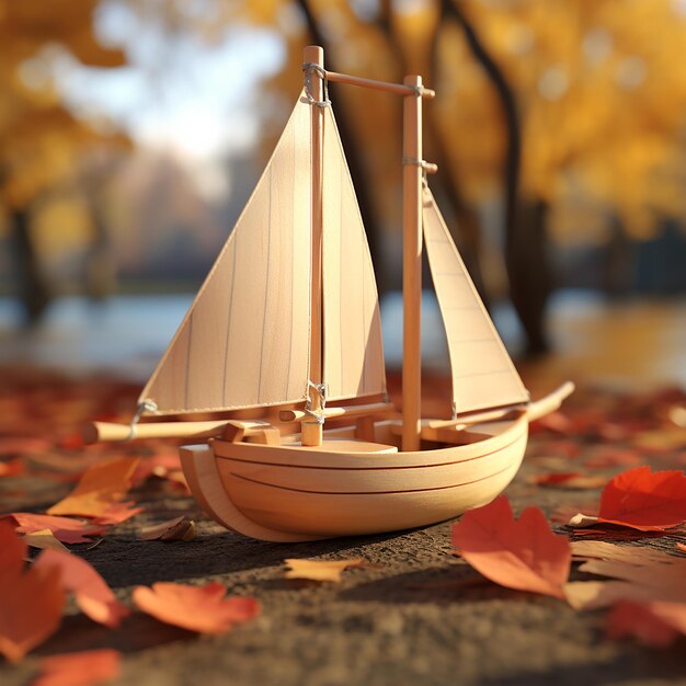 Photo wooden sailboat toy childhood generated by ai