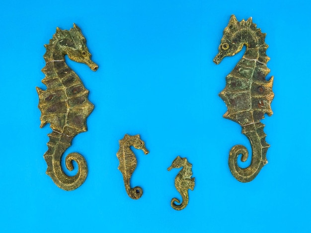 Wooden seahorse figurine in the shape of a fish made of natural materials bait for fishing fish