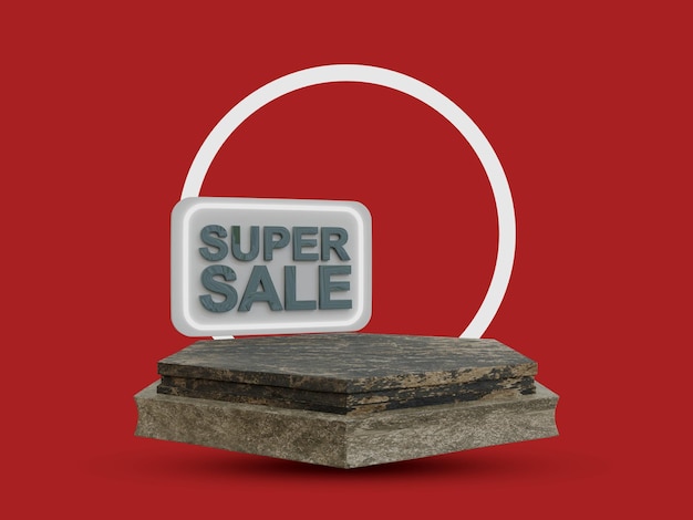 wooden shape and ring light super sale product podium 3d render