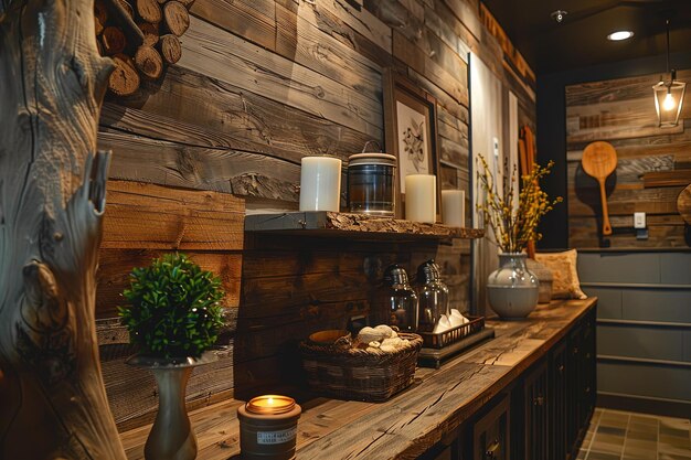 A wooden shelf with candles and other items on it