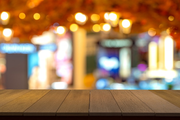 Wooden  shelves with view blurred backdrop.you can used for display products.  copyspace.