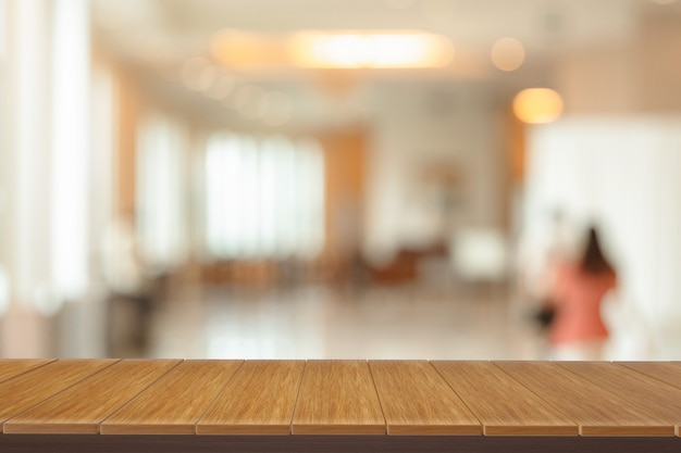 Wooden  shelves with view blurred backdrop.you can used for display products. 