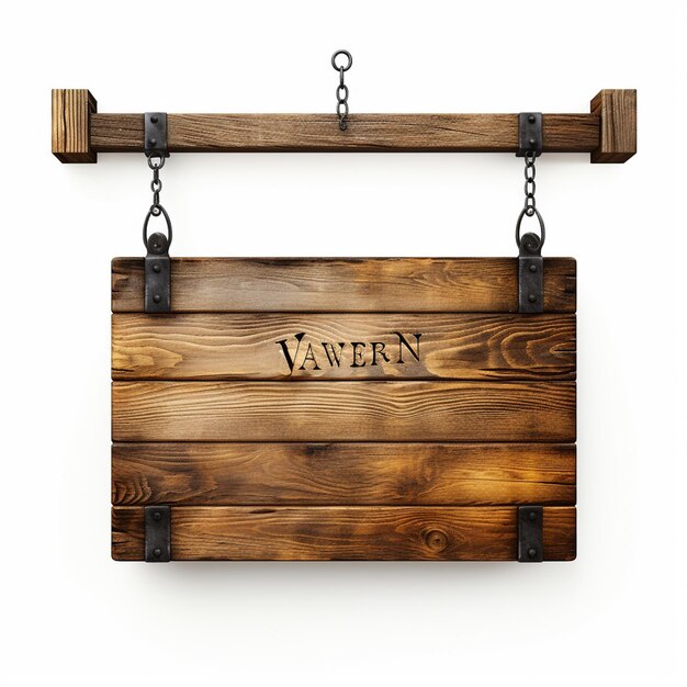 a wooden sign hanging from a chain that says'le le crucif '