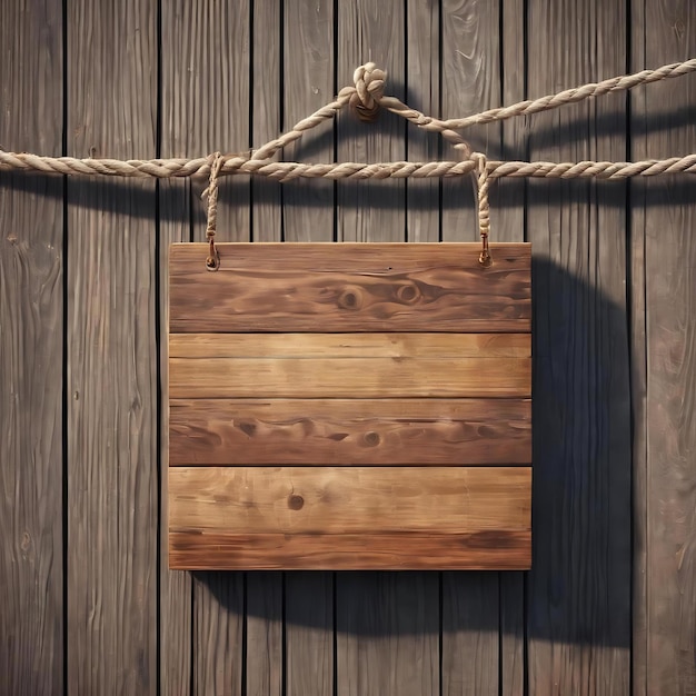 Wooden sign hung from rope