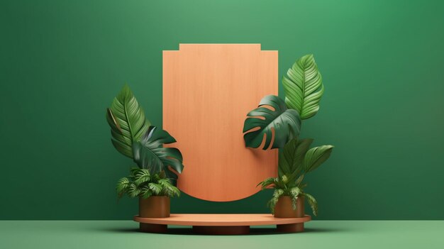 A wooden sign with a plant on it