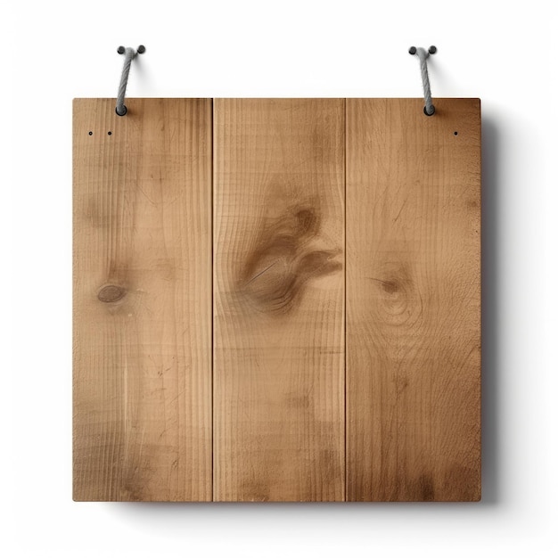 Foto tabella di legno appesa vuota su uno sfondo minimo