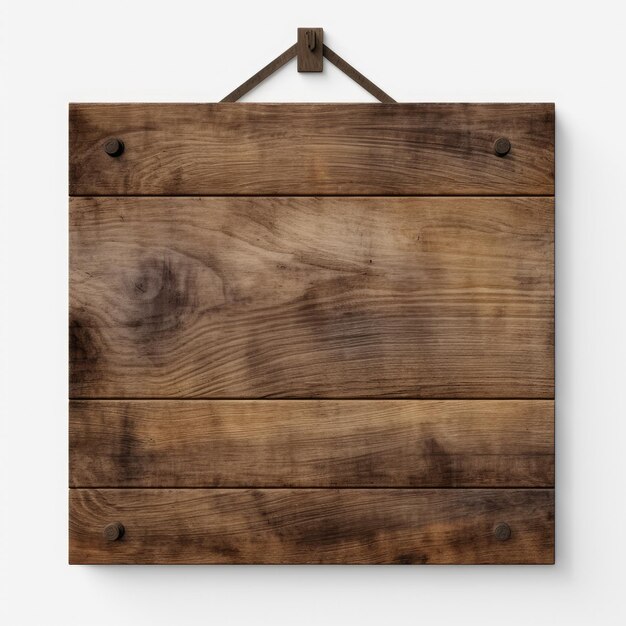 Photo wooden signboard hanging empty on minimal background