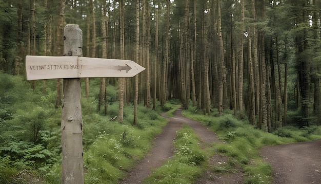 Wooden signpost near a path