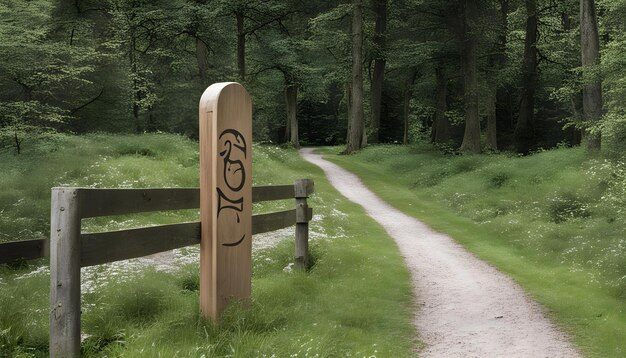 Wooden signpost near a path