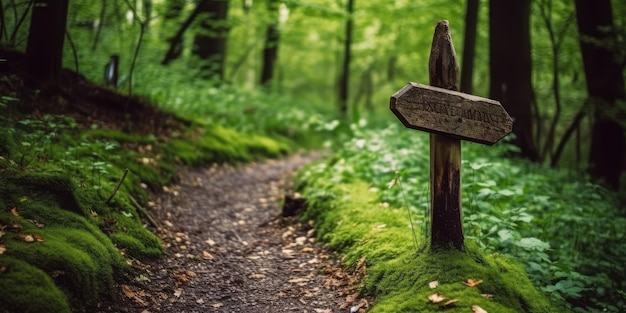 wooden signpost near a path