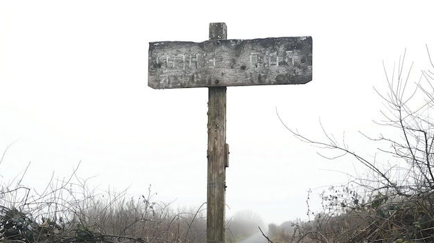 Photo a wooden signpost stands in a rural area