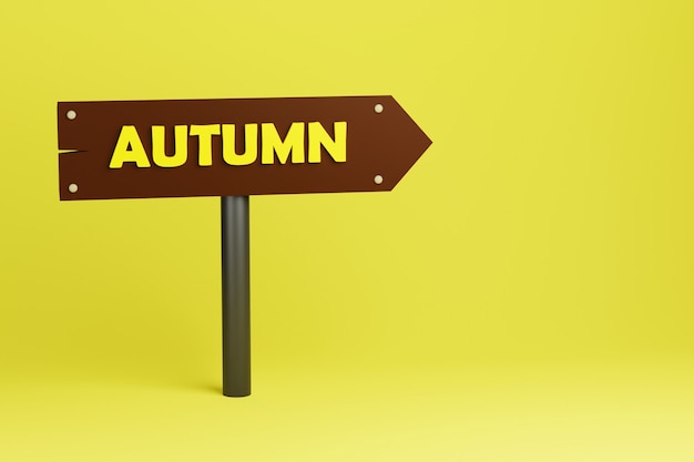 Wooden signpost with text autumn 3d illustration