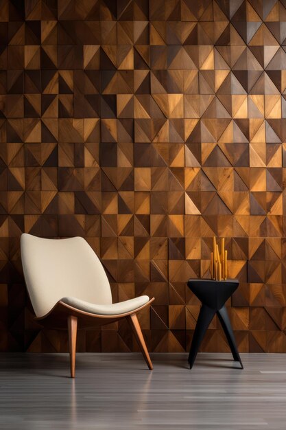 Wooden slats forming a herringbone pattern on the wall