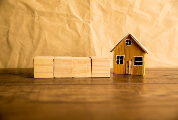 Wooden small house and cubes