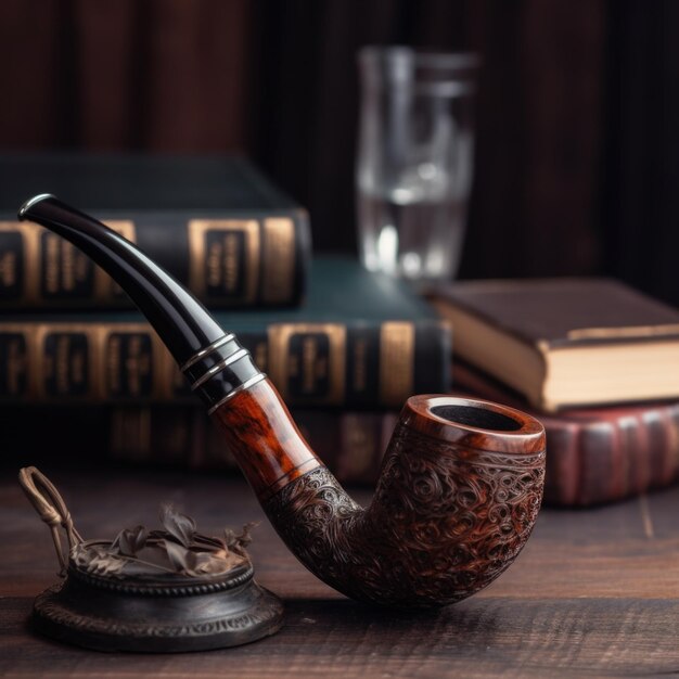 Wooden smoking pipe Accessory Tobacco smoking AI generative