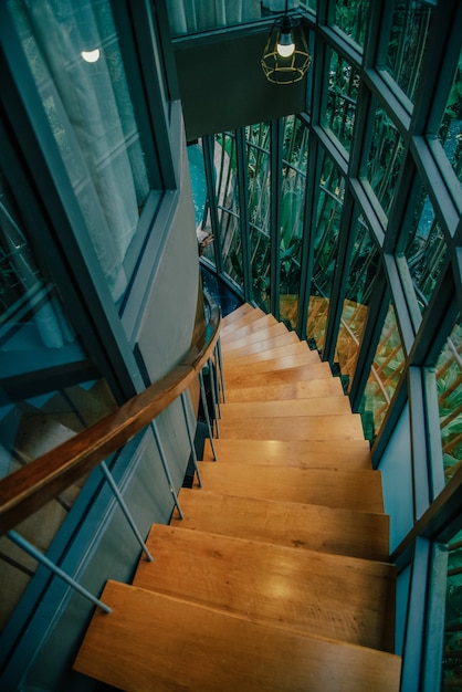 Wooden spiral stair