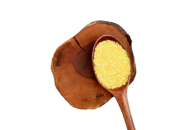 Wooden spoon and corn grits