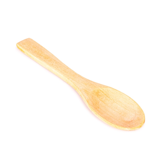 Wooden spoon isolated on white background.