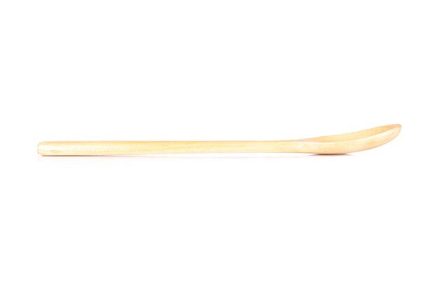 Wooden spoon isolated on white background.