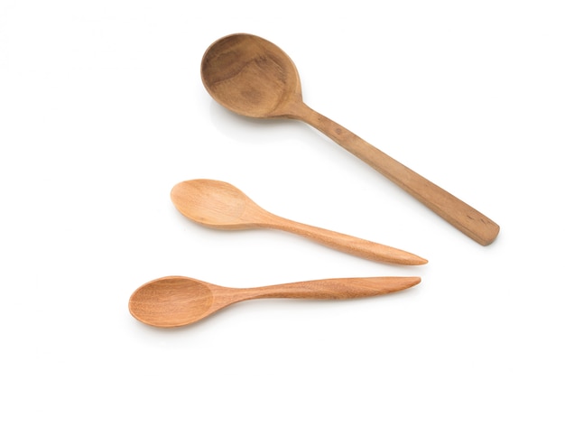 Photo wooden spoon set on white