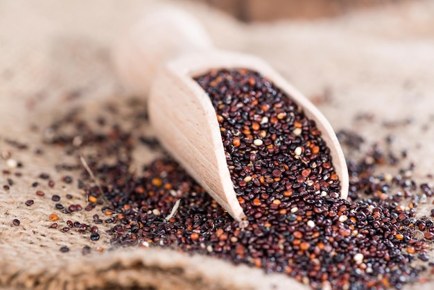 Wooden spoon with black Quinoa