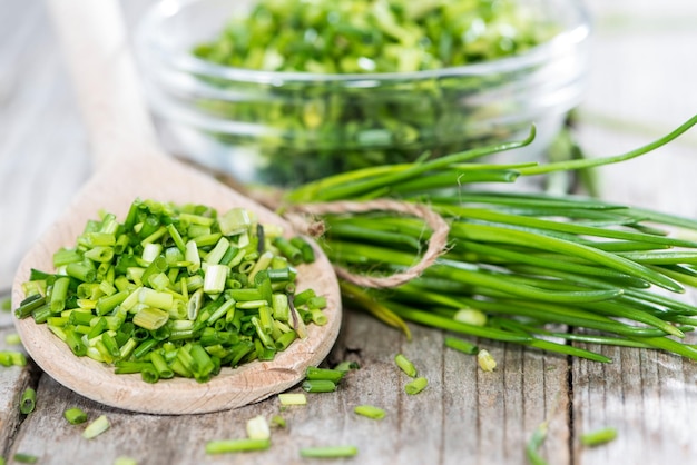 Wooden Spoon with fresh Chive