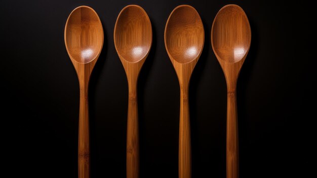 Wooden Spoons Lined Up in a Row