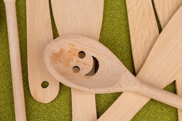 Wooden spoons with faces