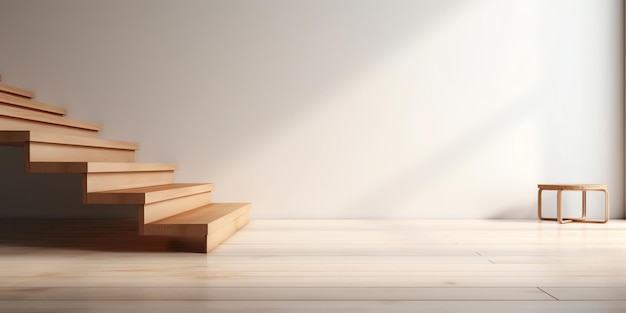 A wooden stack of books on a white floor