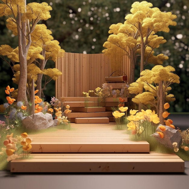 wooden stage design advertising