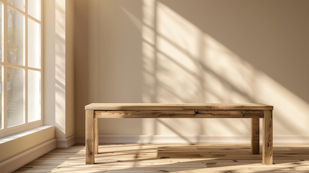 wooden stage platform which is used as a backdrop for product photos with a clean minimalist white