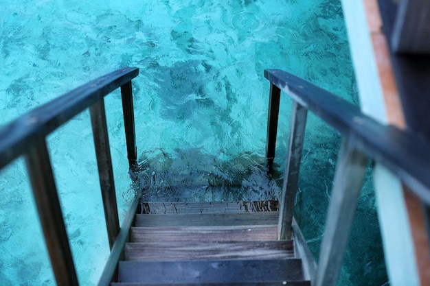 Wooden stair at sea resort