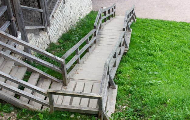 Wooden staircase Log staircase old wooden staircase