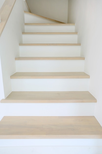 Wooden staircase in the new house