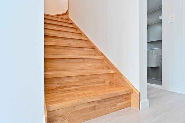 Wooden stairs going up to the second floor