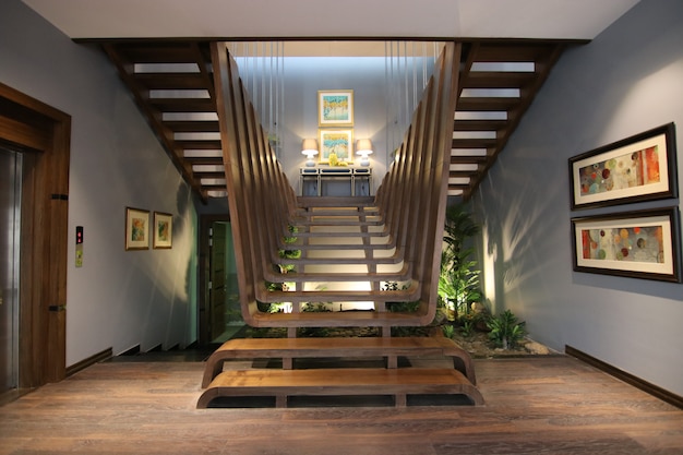 Wooden Stairs inside a luxury property