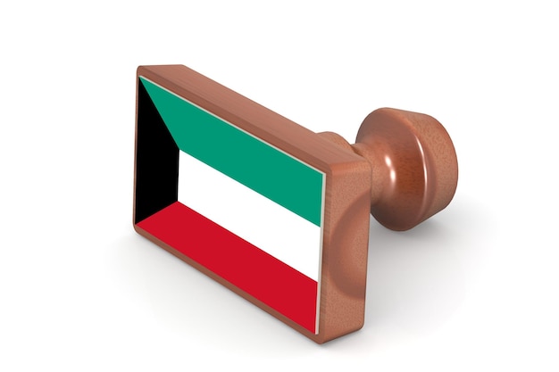 Foto timbro in legno con bandiera del kuwait