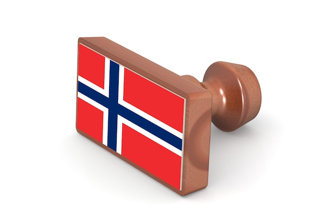 Photo wooden stamp with norway flag