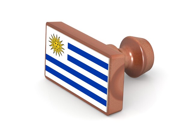 Photo wooden stamp with uruguay flag